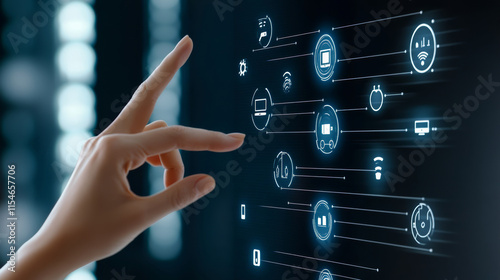Fingers manipulate data on holographic projection screen