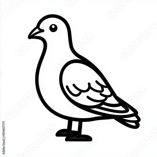 Minimalist pigeon bird outline vector illustration photo