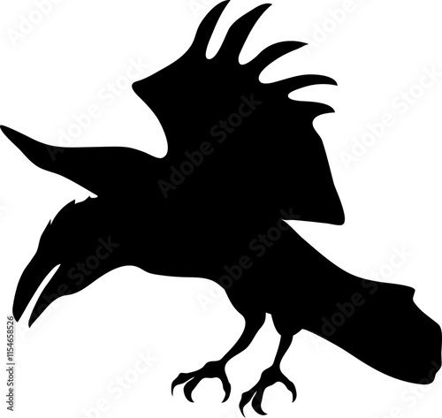 Bird Raven Crow Black Silhouette for Icon.