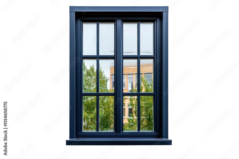 Sleek Black Aluminum Window Frame with View Sleek Black Aluminum Window Frame with View