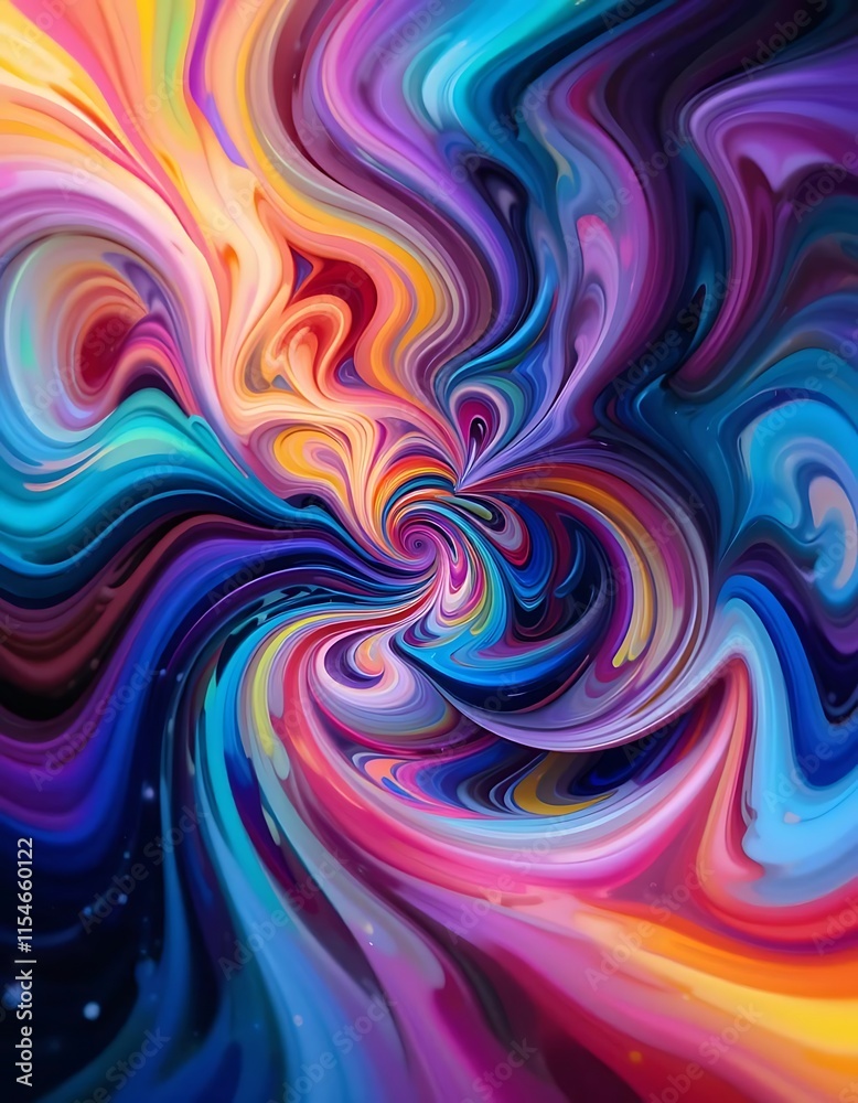 Fototapeta premium Abstract swirling vibrant colors paint dynamic art