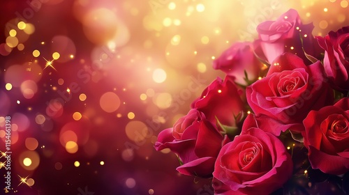 Valentine's Day or Wedding Background with Beautiful Roses. Concept for a romantic party invitation or love message. Premium and luxurious Ai-Generative.
