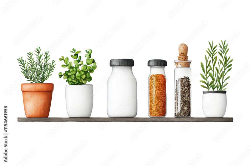 Bright Kitchen Window with Greenery and Colorful Jars
