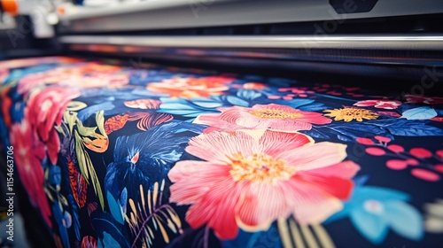 Colorful fabric swatches on a textile production line in a textile factory. Textile industry background.