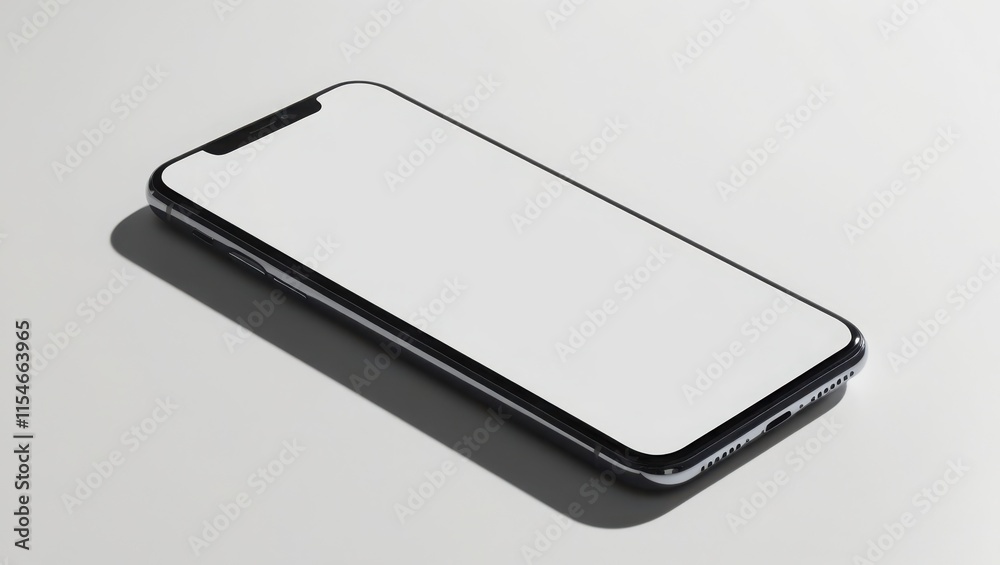 Modern Smartphone with Blank White Screen Displayed Modern Smartphone with Blank White Screen Displayed