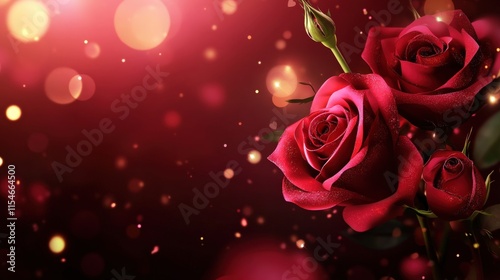 Valentine's Day or Wedding Background with Beautiful Roses. Concept for a romantic party invitation or love message. Premium and luxurious Ai-Generative.
