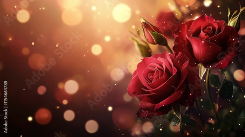 Valentine's Day or Wedding Background with Beautiful Roses. Concept for a romantic party invitation or love message. Premium and luxurious Ai-Generative.
