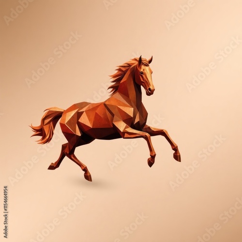 A stylized geometric representation of a horse in motion against a simple background. photo