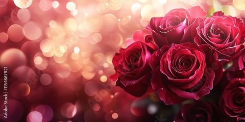 Valentine's Day or Wedding Background with Beautiful Roses. Concept for a romantic party invitation or love message. Premium and luxurious Ai-Generative.
