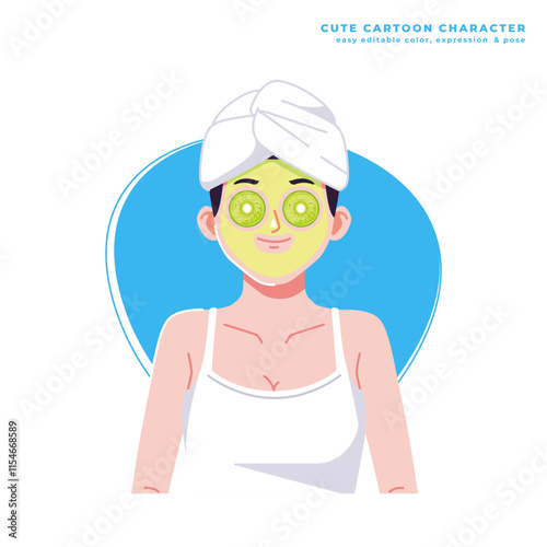 skin care and facial mask cute cartoon character