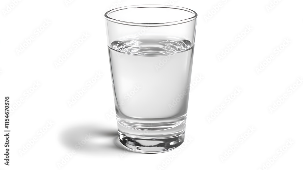 20. A glass of water with clear liquid and subtle ripples on the surface, standing alone on a white background 20. A glass of water with clear liquid and subtle ripples on the surface, standing alone on a white background