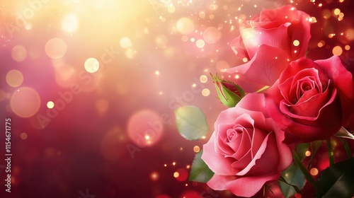 Valentine's Day or Wedding Background with Beautiful Roses. Concept for a romantic party invitation or love message. Premium and luxurious Ai-Generative.
