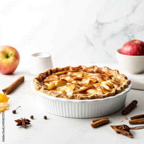 Apple pie with a flaky crust. Featuring caramelized apples and spices