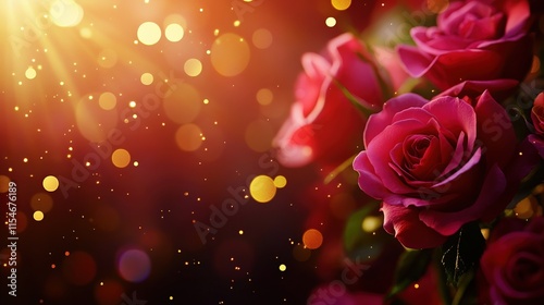 Valentine's Day or Wedding Background with Beautiful Roses. Concept for a romantic party invitation or love message. Premium and luxurious Ai-Generative.