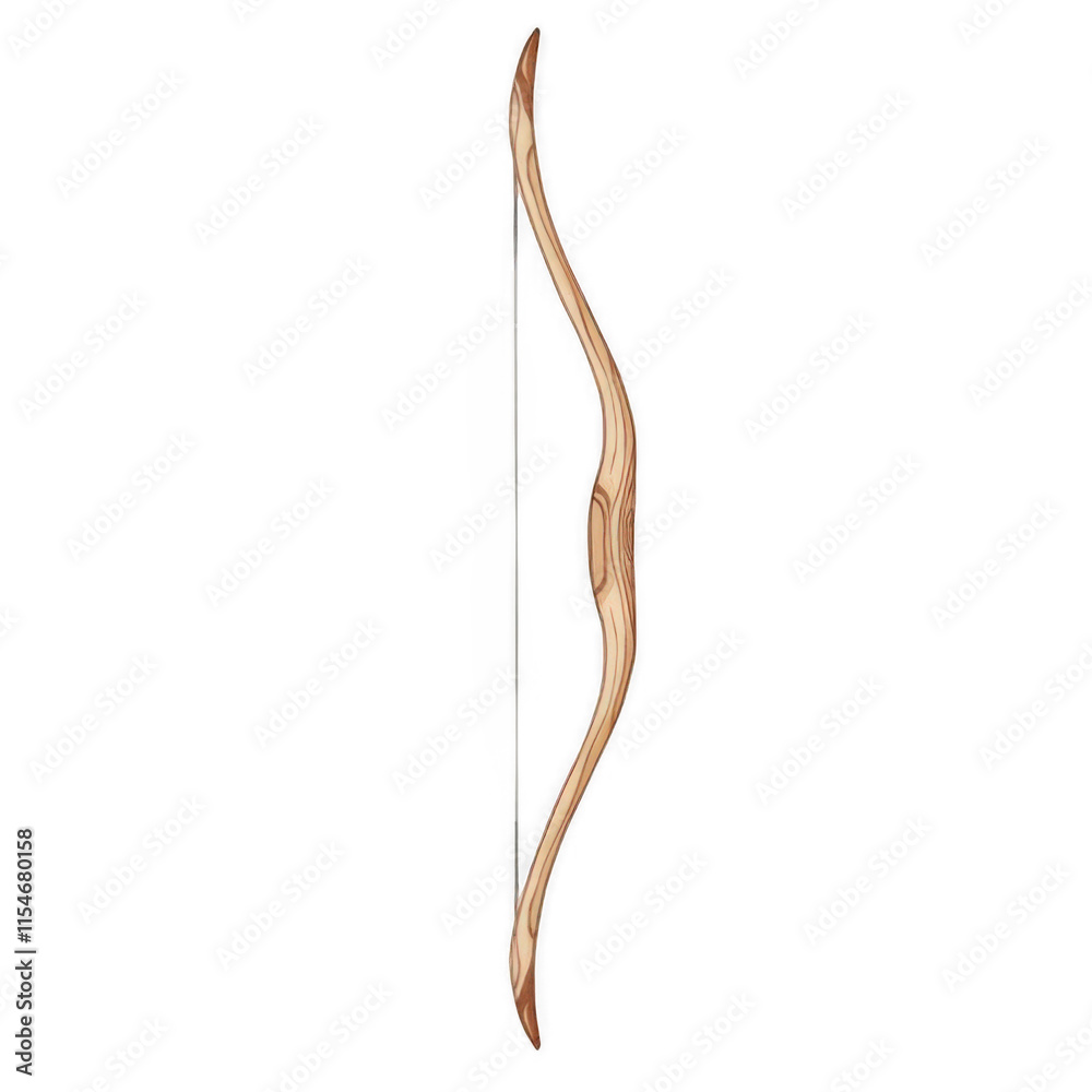 Archery Bow Display on Transparent Background Wood Material Sports Equipment Showcase Indoor Environment Side View Craftsmanship Concept Archery Bow Display on Transparent Background Wood Material Sports Equipment Showcase Indoor Environment Side View Craftsmanship Concept