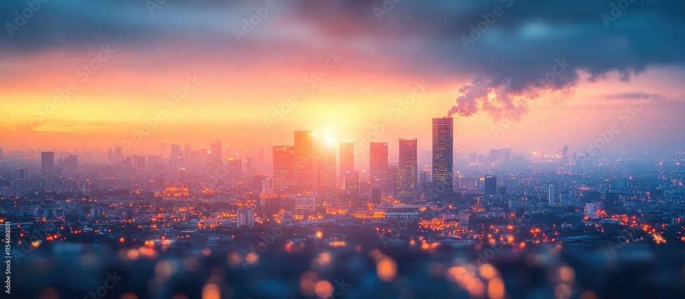 Cityscape at Sunset: A Breathtaking Panorama of Urban Lights and Skyline Cityscape at Sunset: A Breathtaking Panorama of Urban Lights and Skyline
