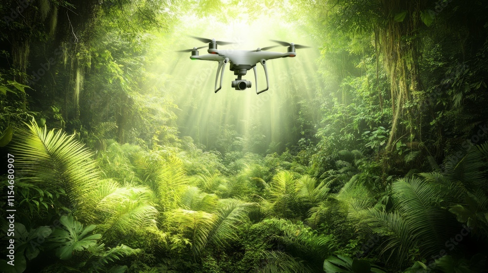 Fototapeta premium Drone in Tropical Forest for Scientific Exploration