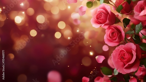Valentine's Day or Wedding Background with Beautiful Roses. Concept for a romantic party invitation or love message. Premium and luxurious Ai-Generative.