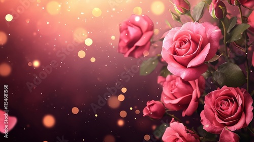 Valentine's Day or Wedding Background with Beautiful Roses. Concept for a romantic party invitation or love message. Premium and luxurious Ai-Generative.