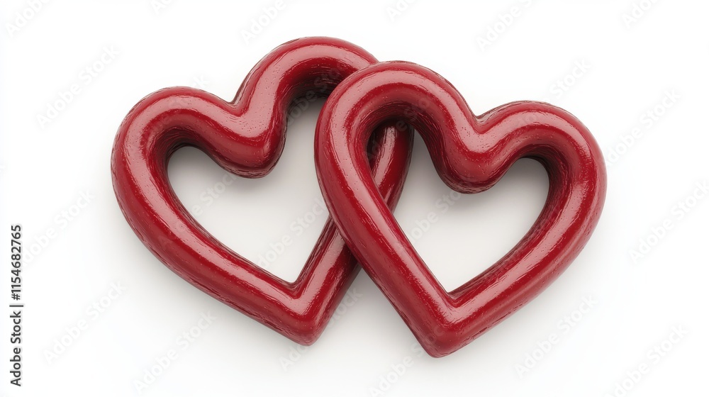 Two intertwined red hearts symbolizing love and affection, simple yet elegant design, perfect for romantic themes. Two intertwined red hearts symbolizing love and affection, simple yet elegant design, perfect for romantic themes.