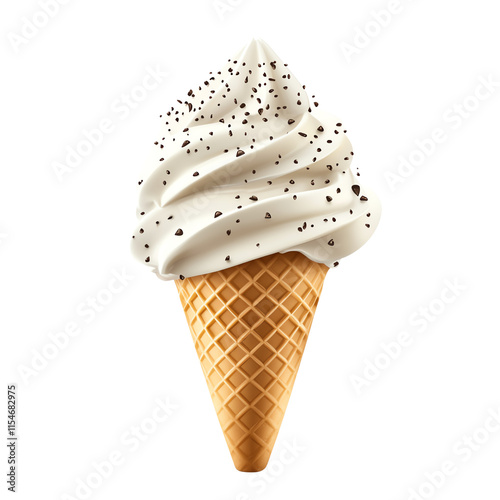 Delicious ice cream in a crunchy cone.,transparent background photo