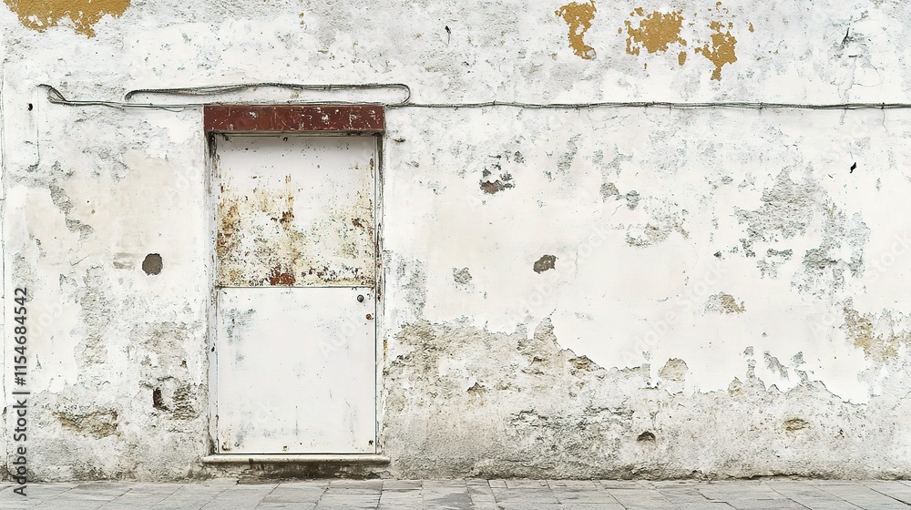 Grungy White Concrete Wall Texture with Rough Surfaces and Door Grungy White Concrete Wall Texture with Rough Surfaces and Door