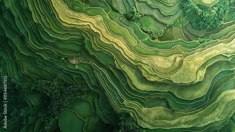 Obraz premium Terraced Rice Fields in Mu Cang Chai, Vietnam from Aerial View