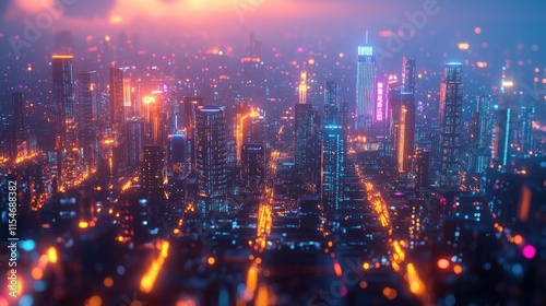 Neon Cityscape at Night: A Futuristic Metropolis