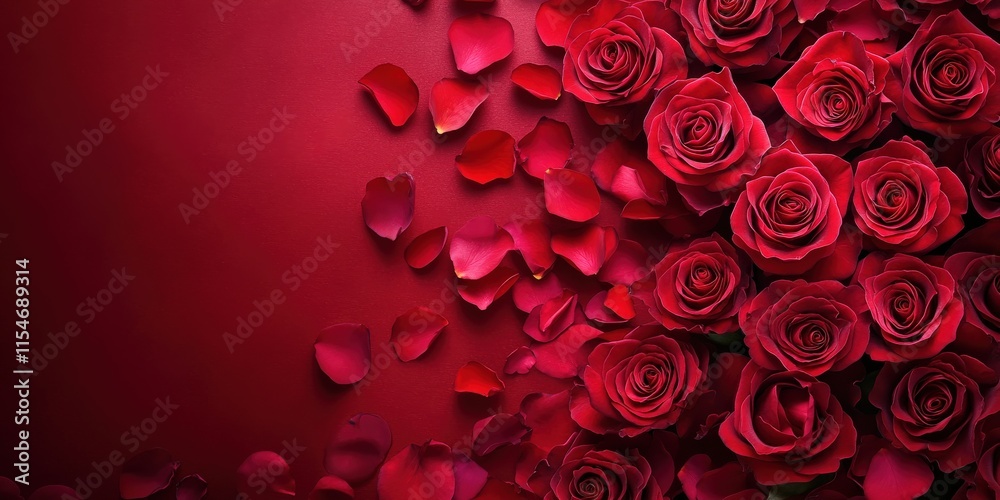 Valentine's Day or Wedding Background with Beautiful Roses. Concept for a romantic party invitation or love message. Premium and luxurious Ai-Generative.