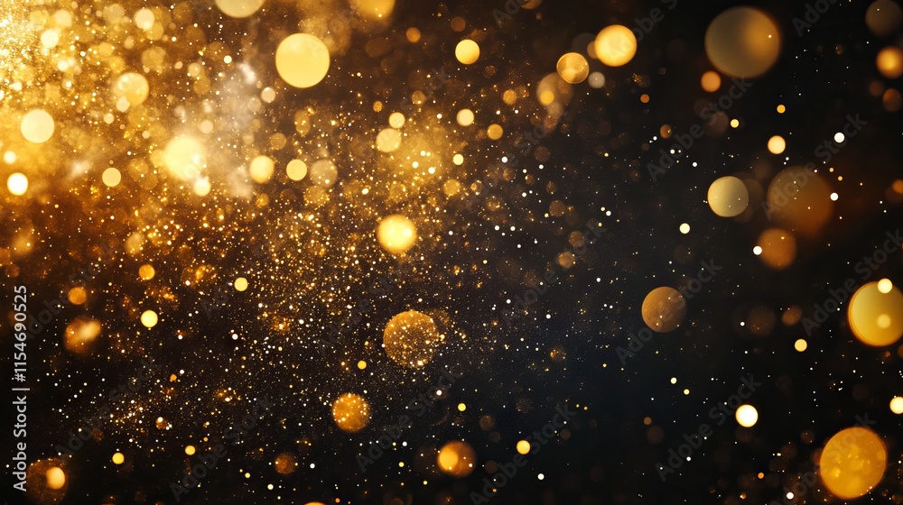 Abstract luxury gold background with glittering particles, bokeh lights, and golden foil texture - elegant holiday design for christmas or festive celebrations Abstract luxury gold background with glittering particles, bokeh lights, and golden foil texture - elegant holiday design for christmas or festive celebrations