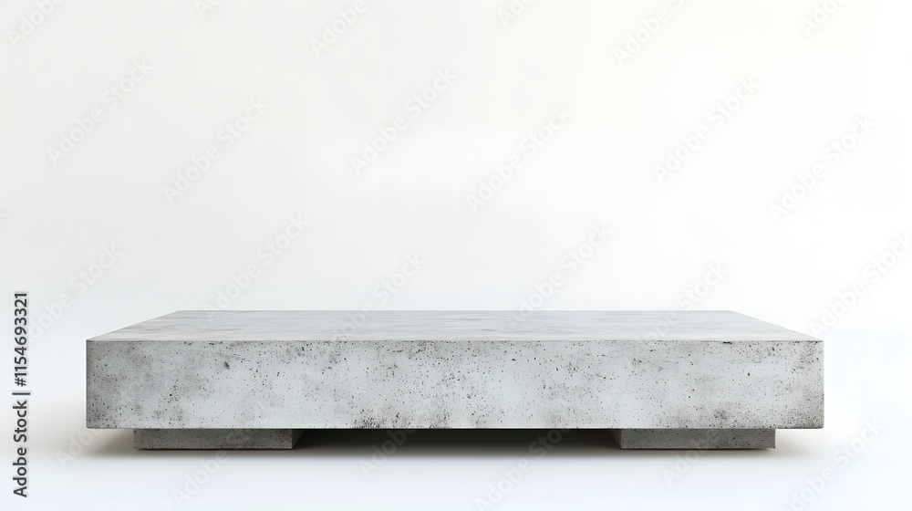 A simple concrete podium with a matte finish, set against a bright white background A simple concrete podium with a matte finish, set against a bright white background