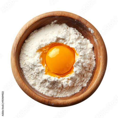 Bowl with flour and egg isolated on transparent background remove png, clipping path photo