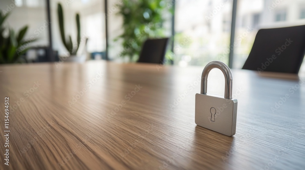 Naklejka premium Secure Workspace with Lock and Natural Light