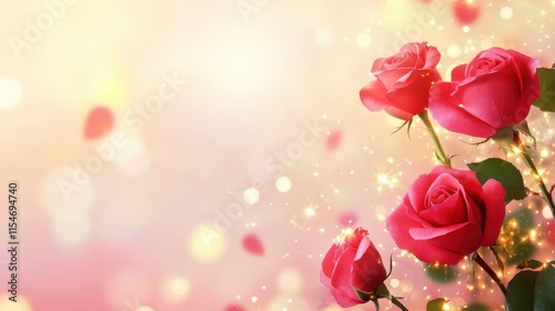 Valentine's Day or Wedding Background with Beautiful Roses. Concept for a romantic party invitation or love message. Premium and luxurious Ai-Generative.
