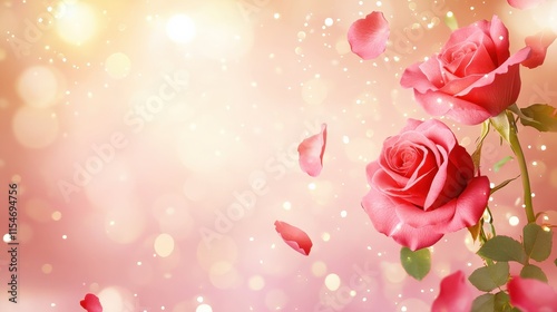 Valentine's Day or Wedding Background with Beautiful Roses. Concept for a romantic party invitation or love message. Premium and luxurious Ai-Generative.
