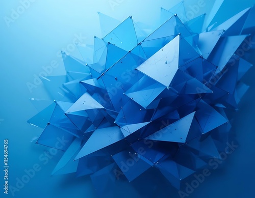 Abstract Blue Crystal Geometric Structure Design