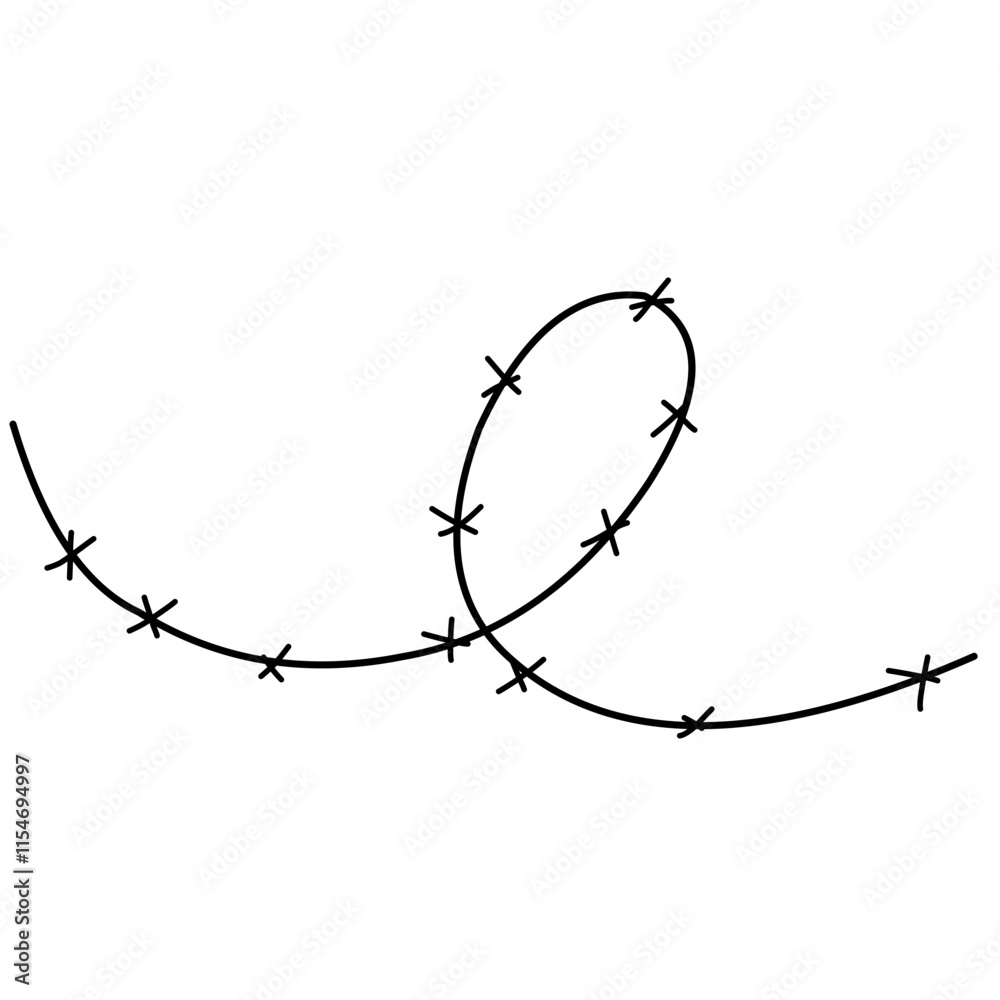 Doodle vector icon of barbed wire. Isolated on white background Doodle vector icon of barbed wire. Isolated on white background