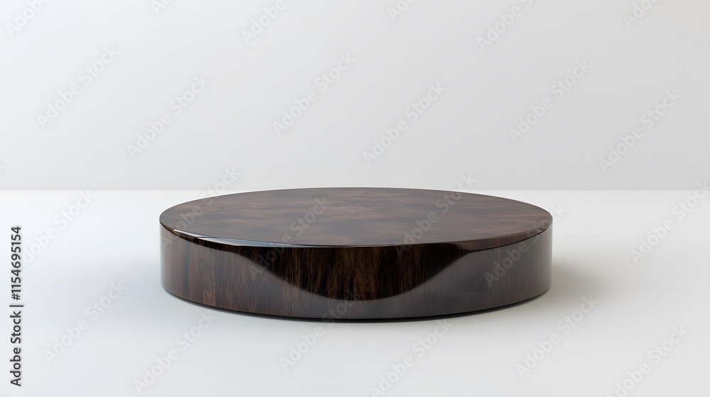 A podium with a glossy dark wood finish, placed on a clean white background A podium with a glossy dark wood finish, placed on a clean white background