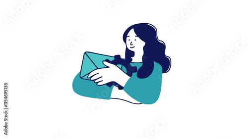 Girl doing Mail setting Animated Illustration