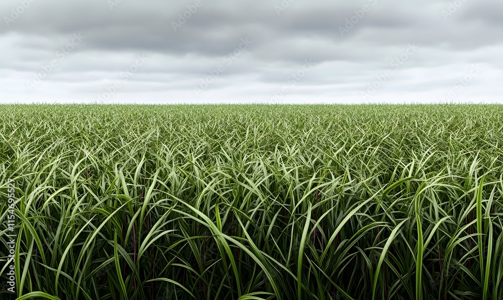 Lush green grass field under a cloudy sky. Lush green grass field under a cloudy sky.