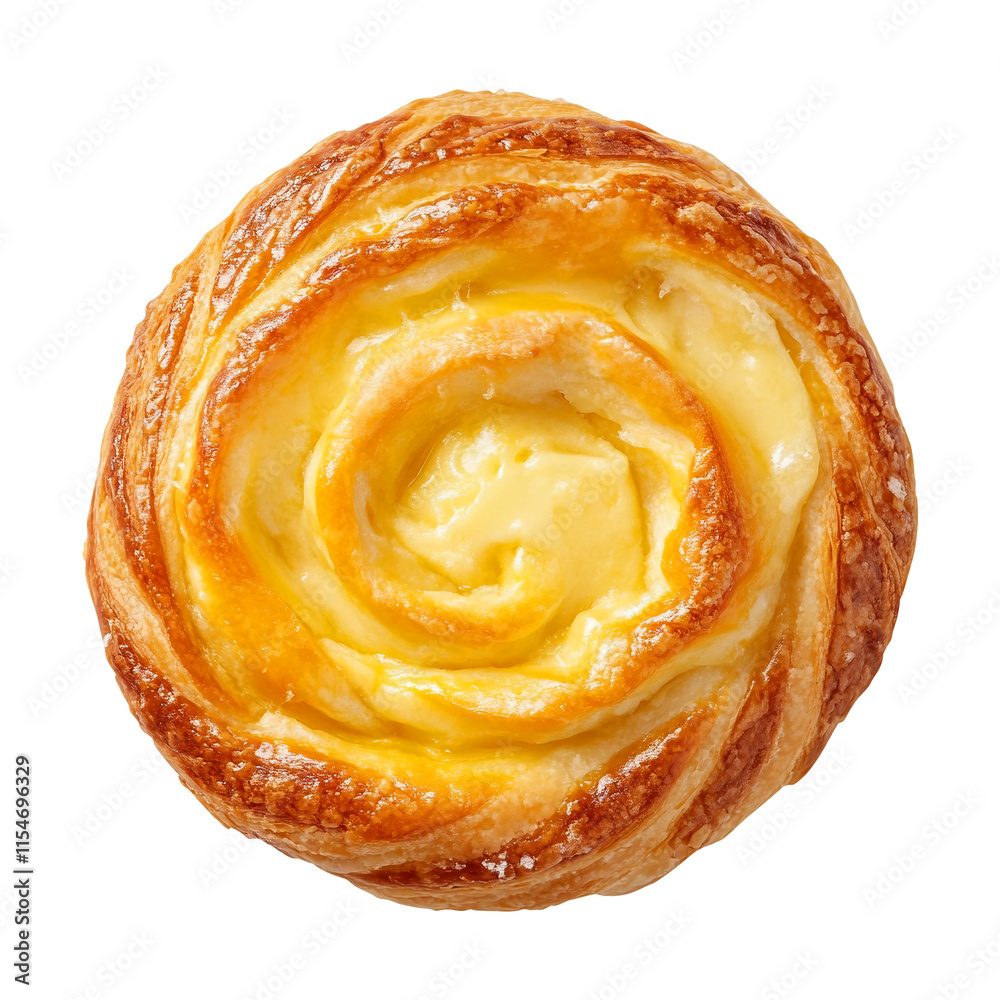 Cheese danish pastry isolated on transparent background remove png, clipping path