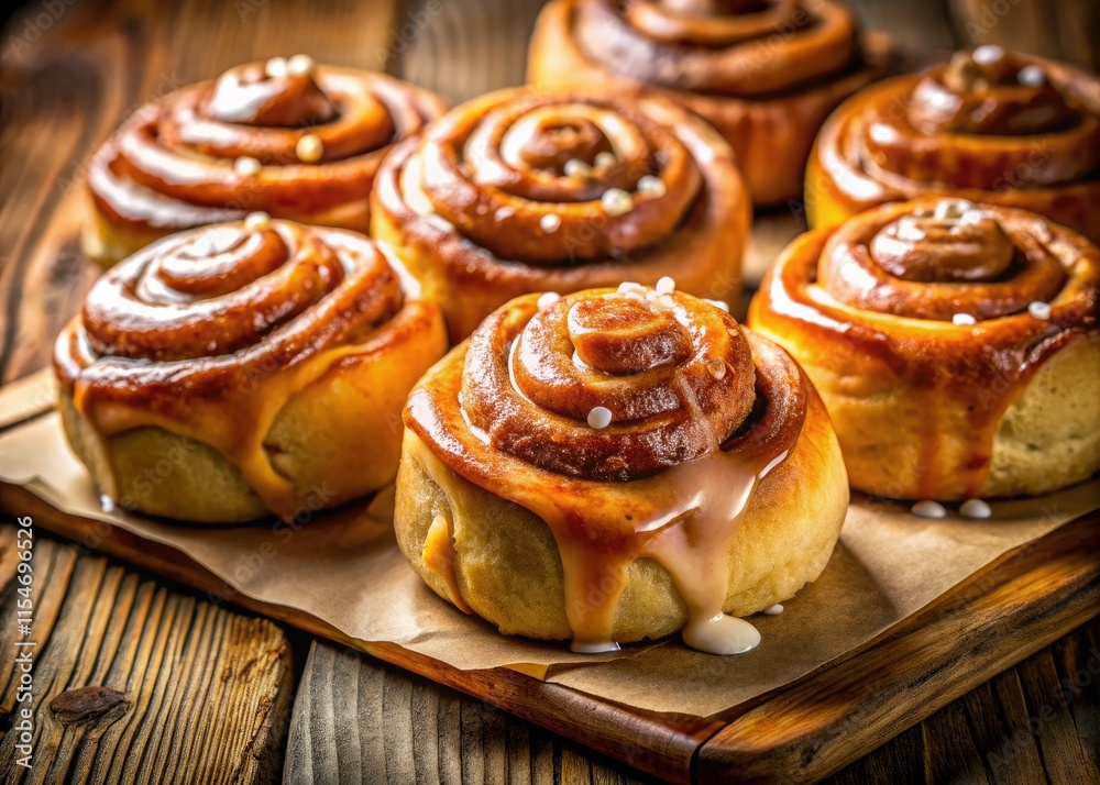 Sweet cinnamon rolls: delectable glazed pastries captured in stunning bakery photography. Sweet cinnamon rolls: delectable glazed pastries captured in stunning bakery photography.