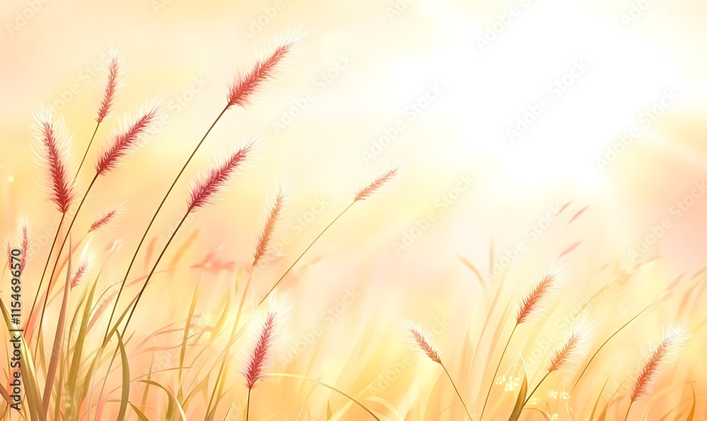 Sunny meadow with tall grass and warm light. Sunny meadow with tall grass and warm light.