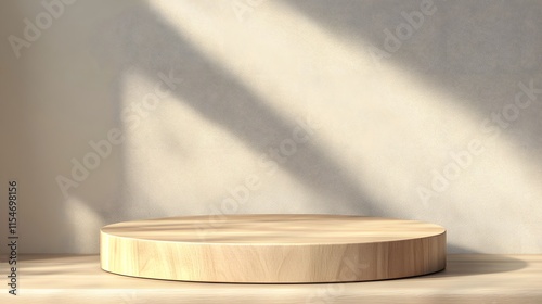 Wallpaper Mural A simple wooden podium with a light finish, placed on a neutral backdrop Torontodigital.ca