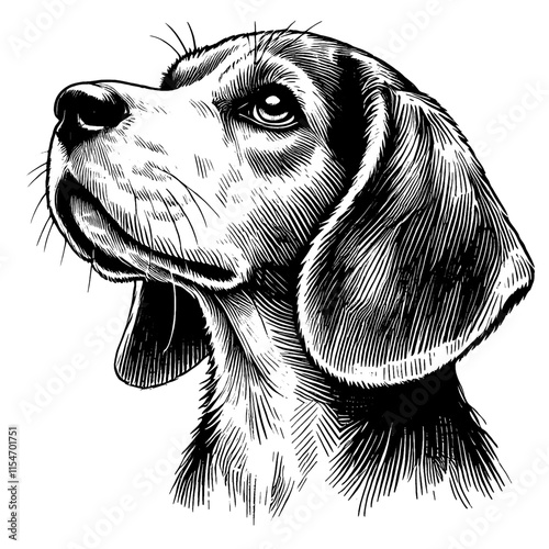 Hand drawn cute Beagle portrait, vector sketch isolated on white background, SVG vector	
