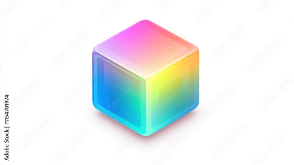 Obraz premium Colorful, translucent cube on white background.