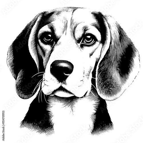 Hand drawn cute Beagle portrait, vector sketch isolated on white background, SVG vector	