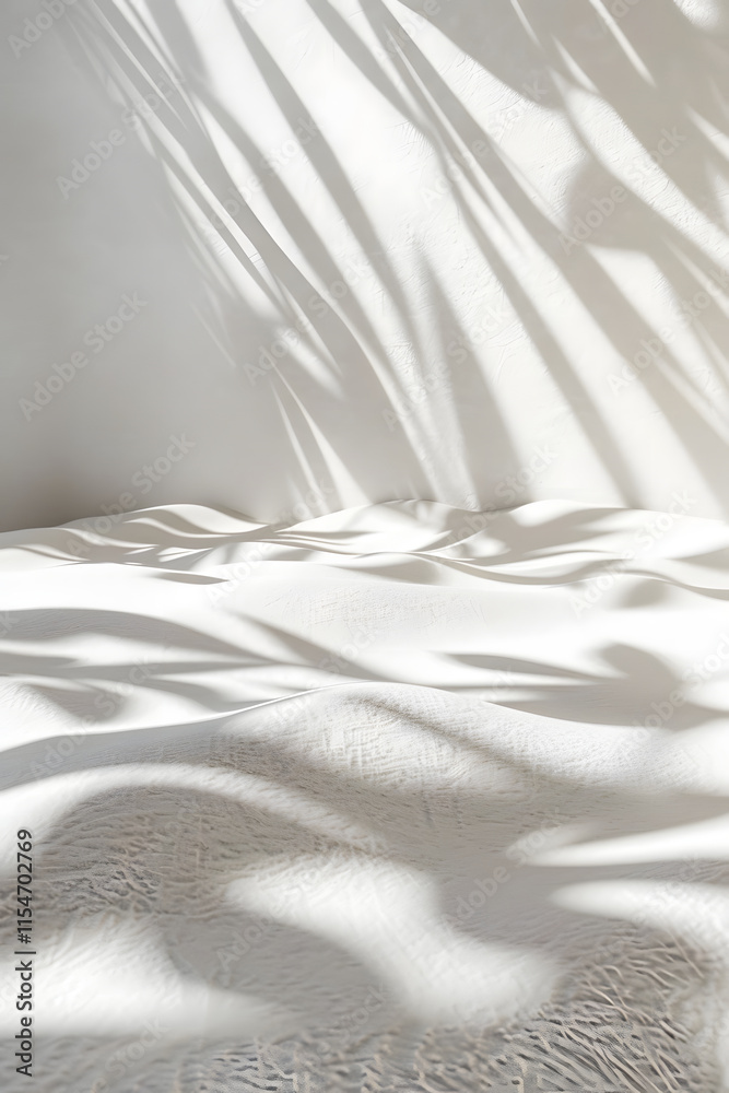 Obraz premium White Fabric Surface with Palm Frond Shadows
