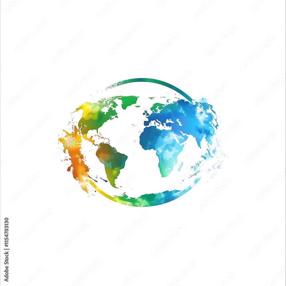 Naklejka premium World Map Icon Logo Design Element. Abstract Globe