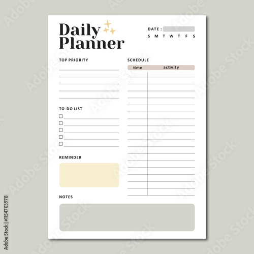 Daily planner vector template